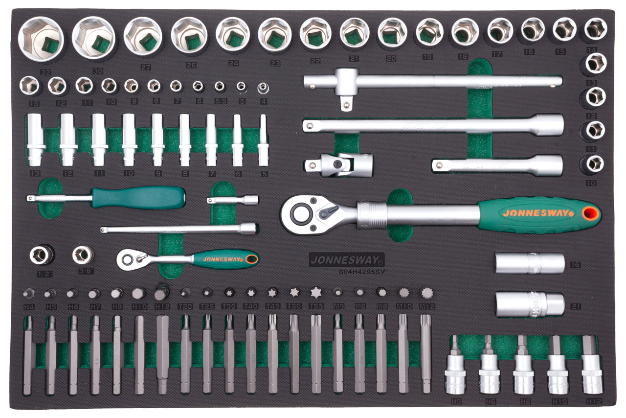 Modul - veľká gola sada 1/4" a 1/2", s príslušenstvom, 95 ks - JONNESWAY S04H4295SV