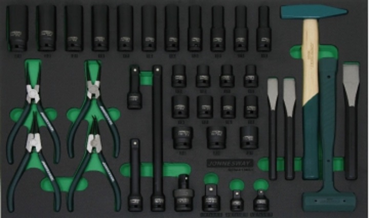 Modul - gola sada úderových hlavíc 1/2", s príslušenstvom, 38 ks - JONNESWAY S03A4138SV