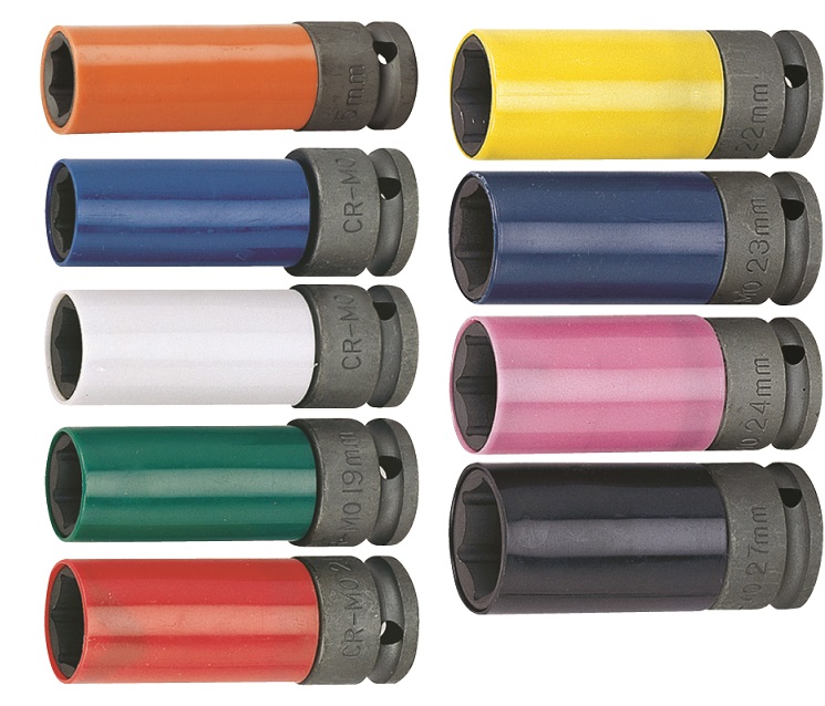 Nástrčné hlavice 1/2", s krytkou na ALU, pre rázové uťahováky, 15-27mm - JONNESWAY Veľkosť: 21