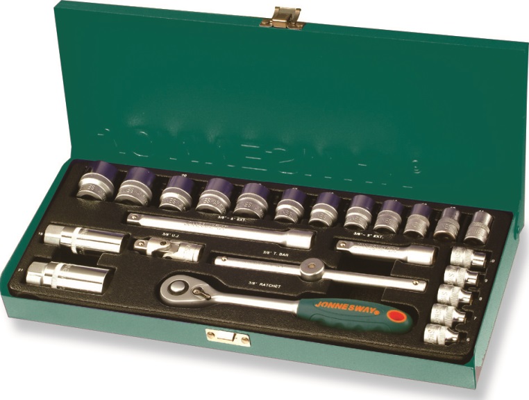 Gola sada 3/8", 6hranné hlavice, 25 kusov, 6-22 mm - JONNESWAY S04H3125S