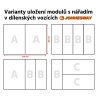 Varianty uložení plastových modulů s nářadím v dílenských vozících JONNESWAY