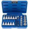 Sada TORX - nástrčné a zástrčné hlavice a bity 3/8", různé rozměry, 34 kusů