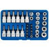 Sada TORX - nástrčné a zástrčné hlavice a bity 3/8", různé rozměry, 34 kusů 2
