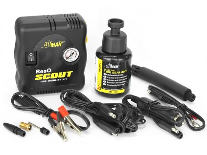 AirMan ResQ Scout 12 V Compressor +100 ml Tire Sealant - Tire Mobility KIT