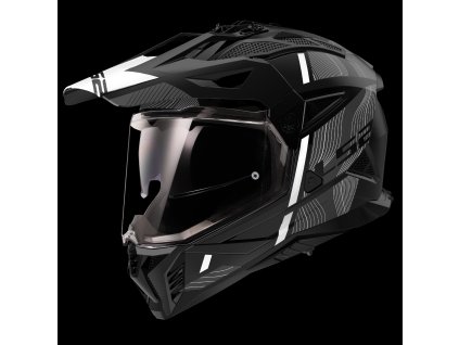 LS2 MX702 PIONEER II HILL MATT BLACK WHITE-06 (Varianta LS2 MX702 PIONEER II HILL MATT BLACK WHITE-06 M)