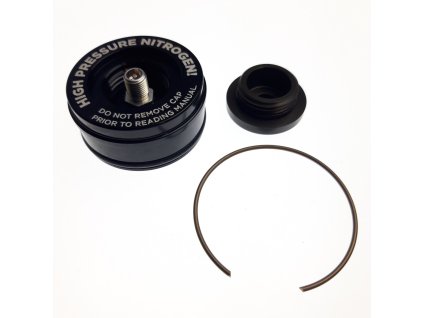 Reservoir End Cap Assembly:(1.834 Bora)Al6061, Black Ano II, Laser Etch Warning, Threaded