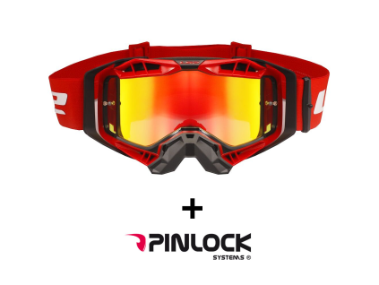 LS2 AURA PRO GOGGLE BLACK RED WITH IRIDIUM VISOR