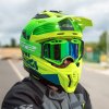 LS2 AURA PRO GOGGLE BLACK H-V GREEN WITH IRIDIUM VISOR