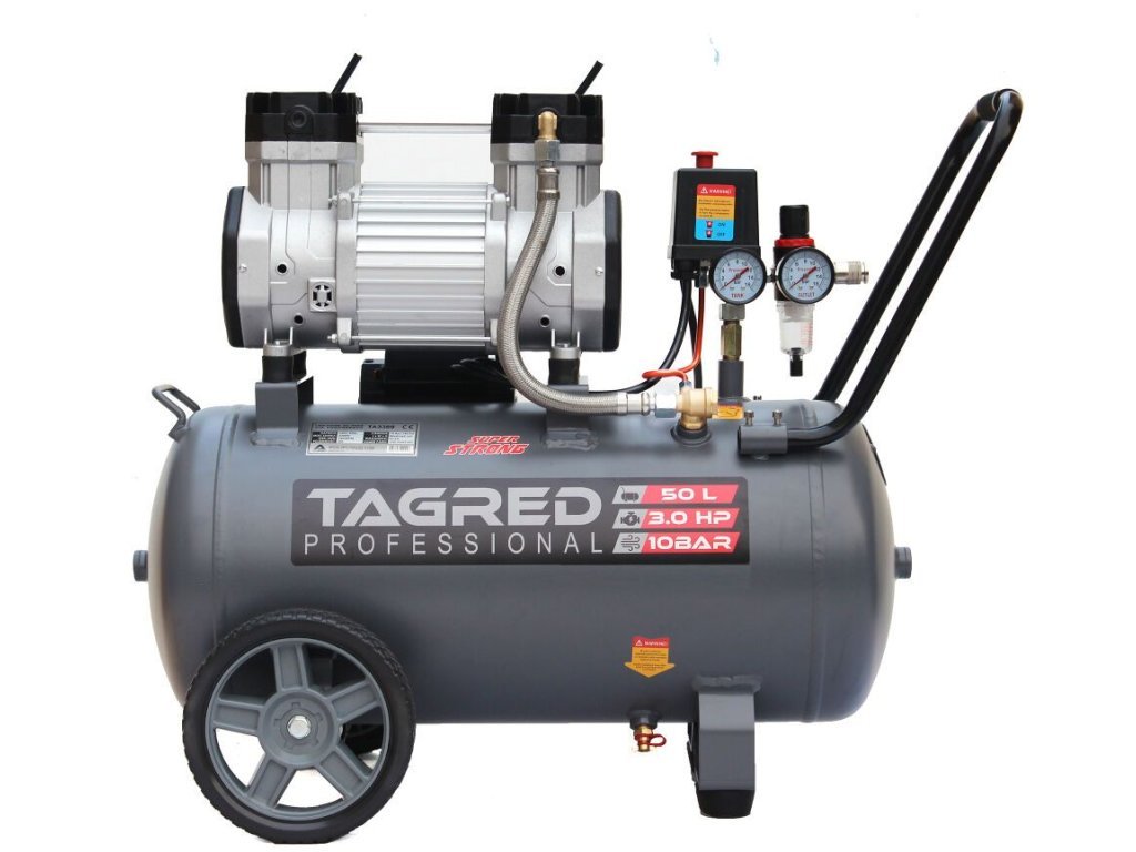 Kompresor bezolejový R2, HEAVY DUTY, 50 l, 3 kW,  230 V, 10 bar - TAGRED