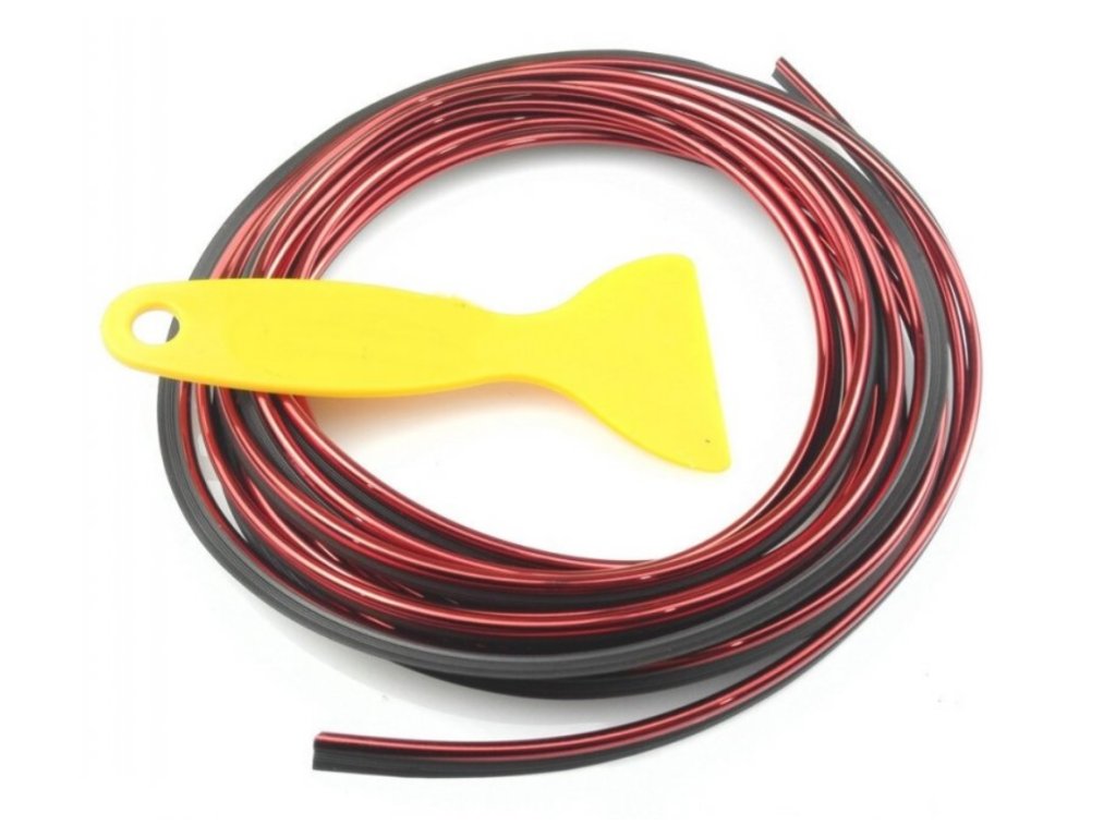 Dekorační ozdobná lišta do interiéru vozidla 5m Červená