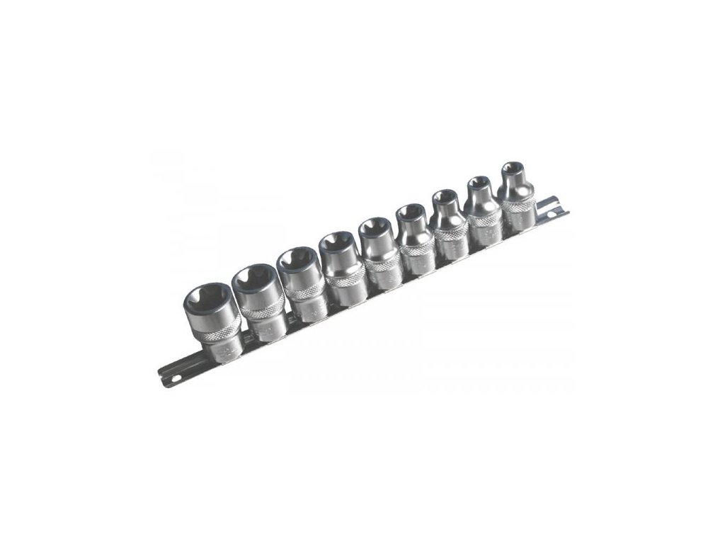 Nástrčné hlavice TORX-E 1/2", E10 - E24, sada 9 kusů na liště - ASTA