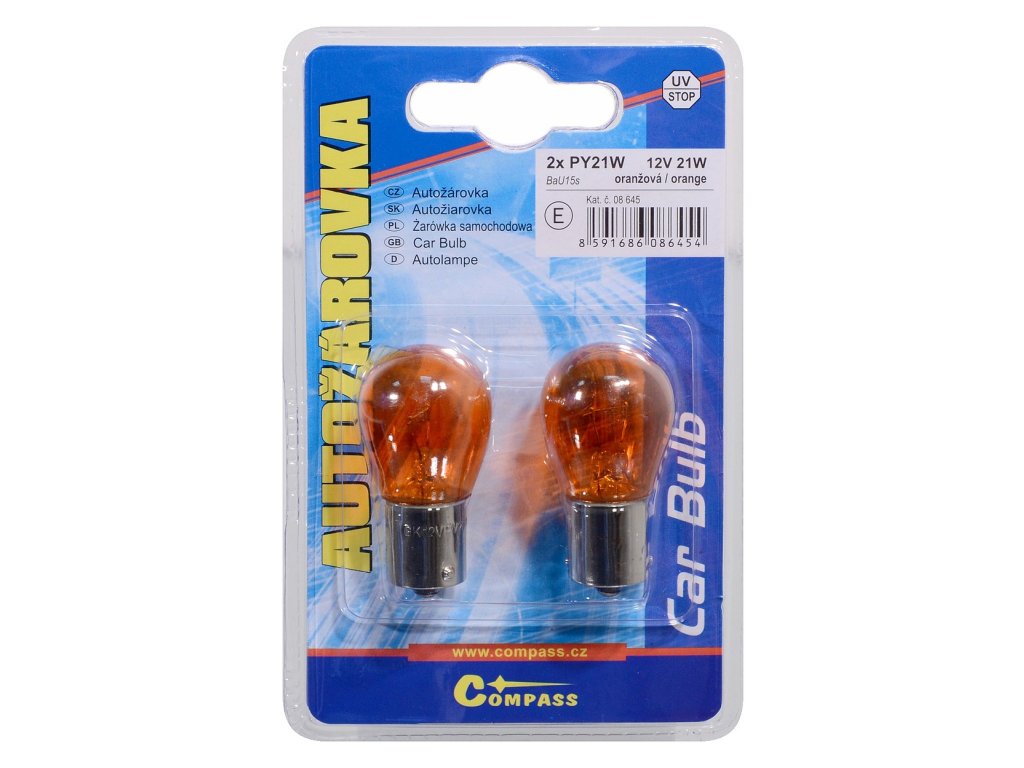 Žárovka 12V  PY21W  21W BaU15s ORANGE blister 2ks