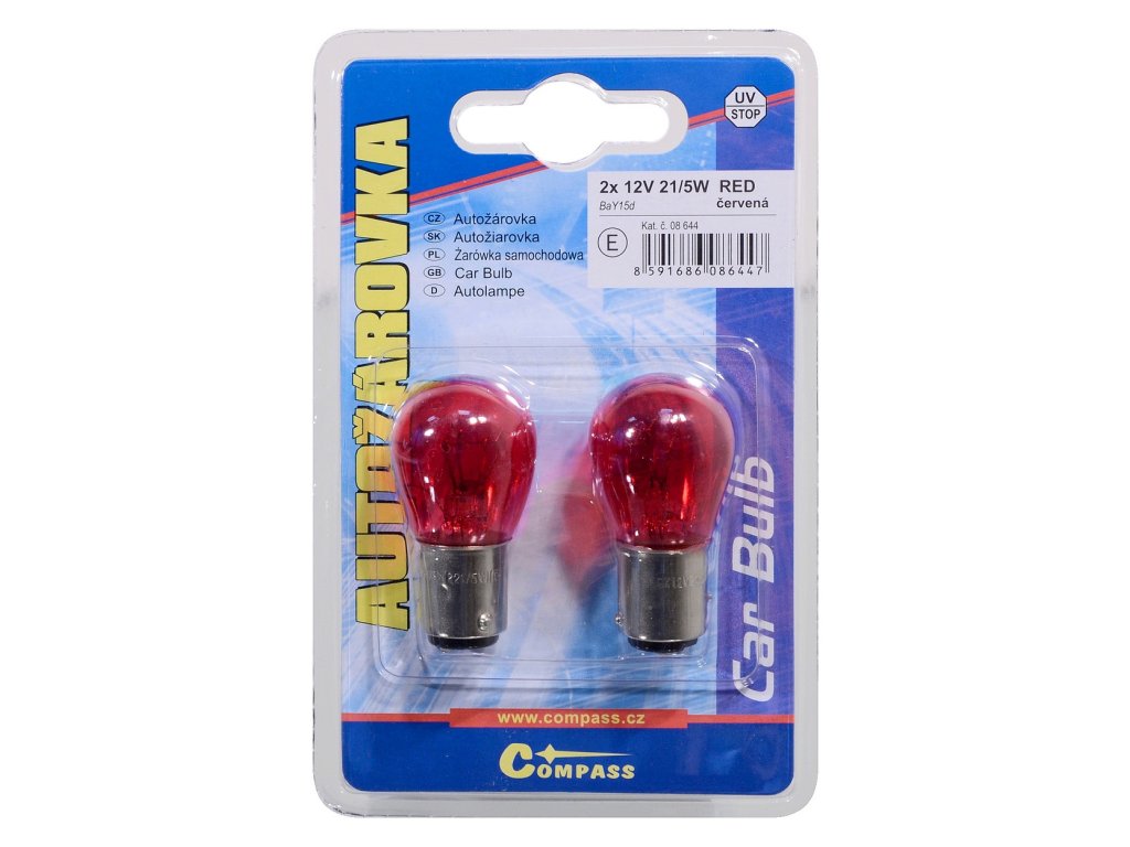 Žárovka 12V  P21/5W  21/5W BaY15d RED blister 2ks