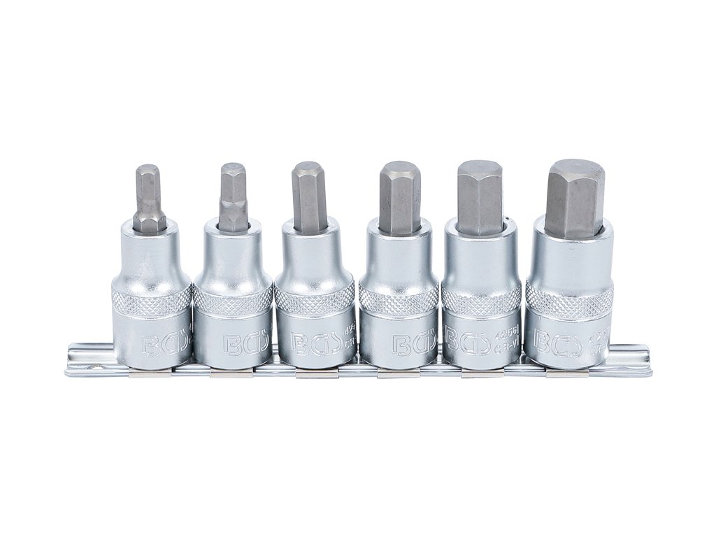 Zástrčné hlavice Imbus 1/2", H6-H14, sada 6 dílů na liště -  BGS 8887