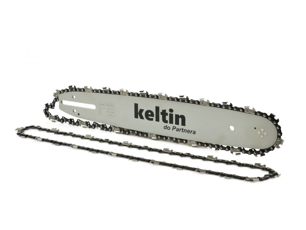 Vodící lišta na řetězové pily a 2 řetězy 14" 3/8" 1,3mm 52z KELTIN