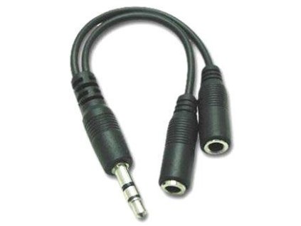 Redukce JACK 3,5 st.konekt/2x JACK 3,5 stereo zd. káblík 10cm