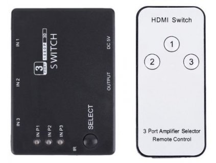 HDMI přepínač 3x HDMI 1080P PS3 s ovladačem  /HDMI switch/