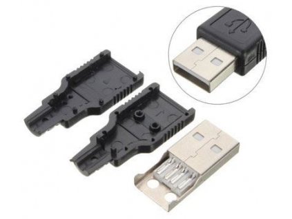USB konektor TYP A na kabel, plastový kryt