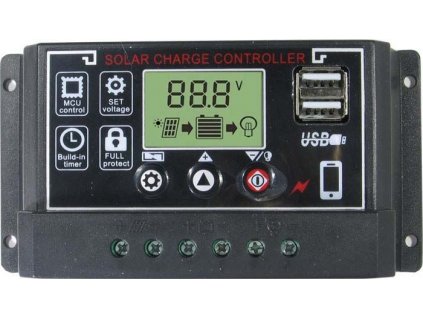 Solární regulátor PWM  BL915C 12-24V/30A+USB pro různé baterie