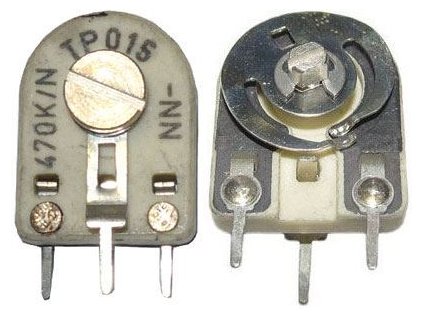 470k - TP015, trimr uhlíkový keramický stojatý RM10x5mm