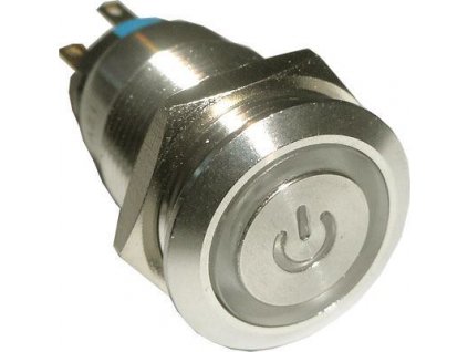 Vypínač stiskací OFF-ON LA19-AJS 250V/5A, modré prosvětlení 12V