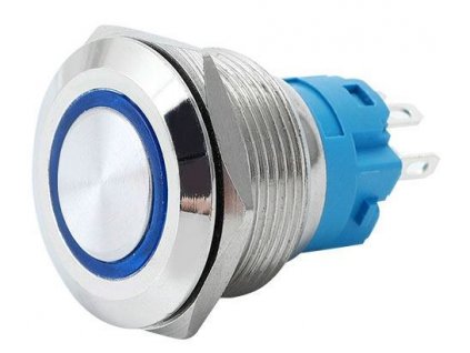 Tlačítko OFF-(ON) 22mm 250V/5A, modré prosvětlení 12-24V
