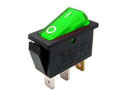 Vypínač kolébkový OFF-ON 1pol.250V/15A zelený