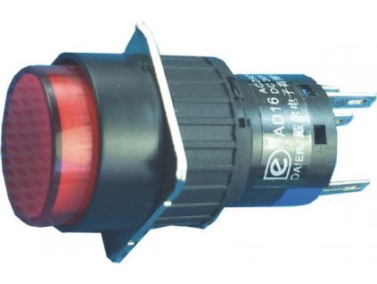 Vypínač stiskací A16-22ZY, ON-ON 2pól. 250V/3A, červené prosvětlení
