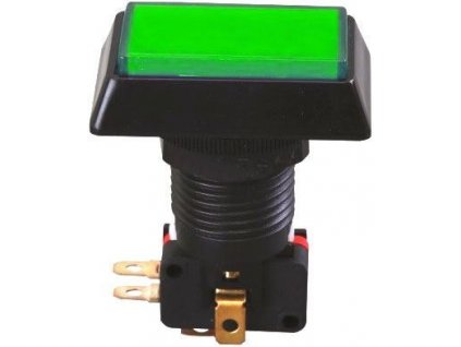 Tlačítko PBS-34, ON-(ON) 1p.250V/10A zelené, prosvětlené