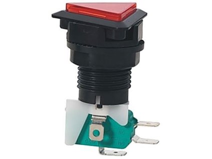 Tlačítko PBS-33, ON-(ON) 1p.250V/10A červené, prosvětlené