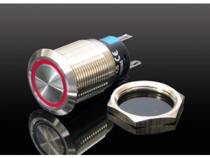 Tlačítko OFF-(ON) LA19-AJS, 250V/5A, červené prosvětlení 12V