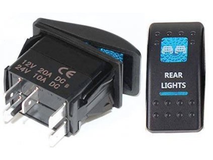 Vypínač kolébkový  A11625ABL-J59 ON-OFF 2p.12VDC/20A modrý, prosvětlen