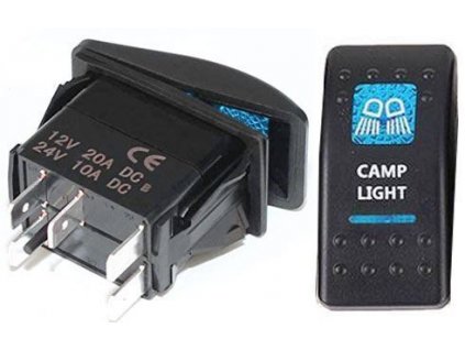 Vypínač kolébkový  A11625ABL-J12 ON-OFF 2p.12VDC/20A modrý, prosvětlen