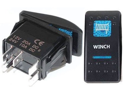 Vypínač kolébkový  A11625ABL-J15 ON-OFF 2p.12VDC/20A modrý, prosvětlen