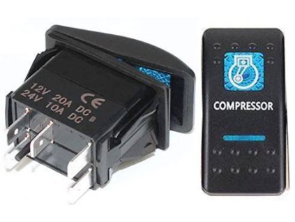 Vypínač kolébkový  A11625ABL-J25 ON-OFF 2p.12VDC/20A modrý, prosvětlen