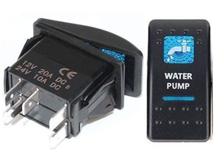 Vypínač kolébkový  A11625ABL-J39 ON-OFF 2p.12VDC/20A modrý, prosvětlen