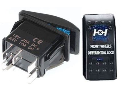 Vypínač kolébkový  A11625ABL-J37 ON-OFF 2p.12VDC/20A modrý, prosvětlen