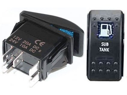 Vypínač kolébkový  A11625ABL-J84 ON-OFF 2p.12VDC/20A modrý, prosvětlen