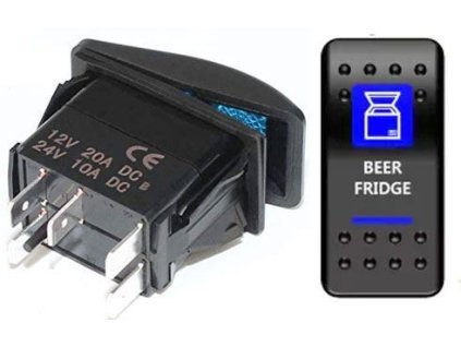 Vypínač kolébkový  A11625ABL-J91 ON-OFF 2p.12VDC/20A modrý, prosvětlen