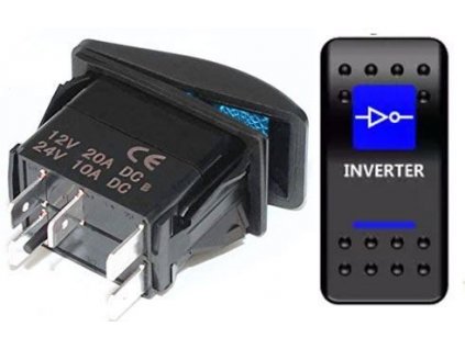 Vypínač kolébkový  A11625ABL-J87 ON-OFF 2p.12VDC/20A modrý, prosvětlen