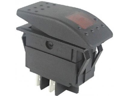 Vypínač kolébkový  RK1-06 ON-OFF 2p. 20A červený, prosvětlení 12V