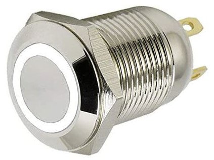 Tlačítko OFF-(ON) 12mm, 250V/2A, bílé prosvětlení 12V