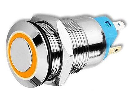 Tlačítko OFF-(ON) 250V/2A, oranžové, prosvětlení 12-24V