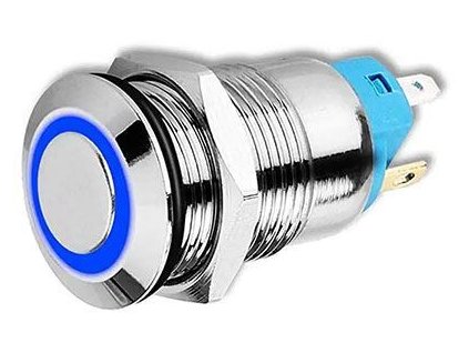 Tlačítko OFF-(ON) 250V/2A, modré, prosvětlení 12-24V
