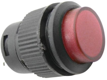 Tlačítko R16-503BD 1pól. OFF-(ON) 250V/3A červené prosvětlené
