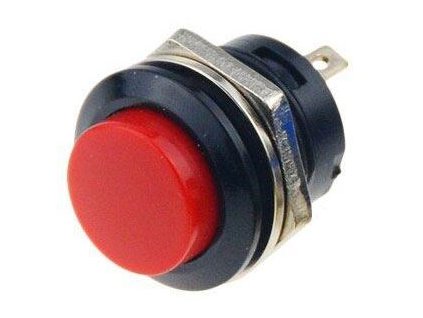 Tlačítko R13-507 OFF-(ON) 250V/3A do otvoru 16mm červené