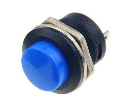 Tlačítko R13-507 OFF-(ON) 250V/3A do otvoru 16mm modré