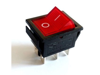 Přepínač kolébkový IRS-202-1B, ON-ON 2pol.250V/15A červený,prosvětlený