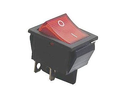 Vypínač kolébkový KCD2-201/N, ON-OFF 2pol.250V/15A červený