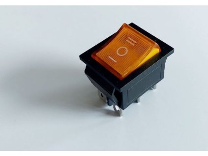 Přepínač kolébkový IRS-203-1B, ON-OFF-ON 2pol.250V/15A žlutý, prosvětl
